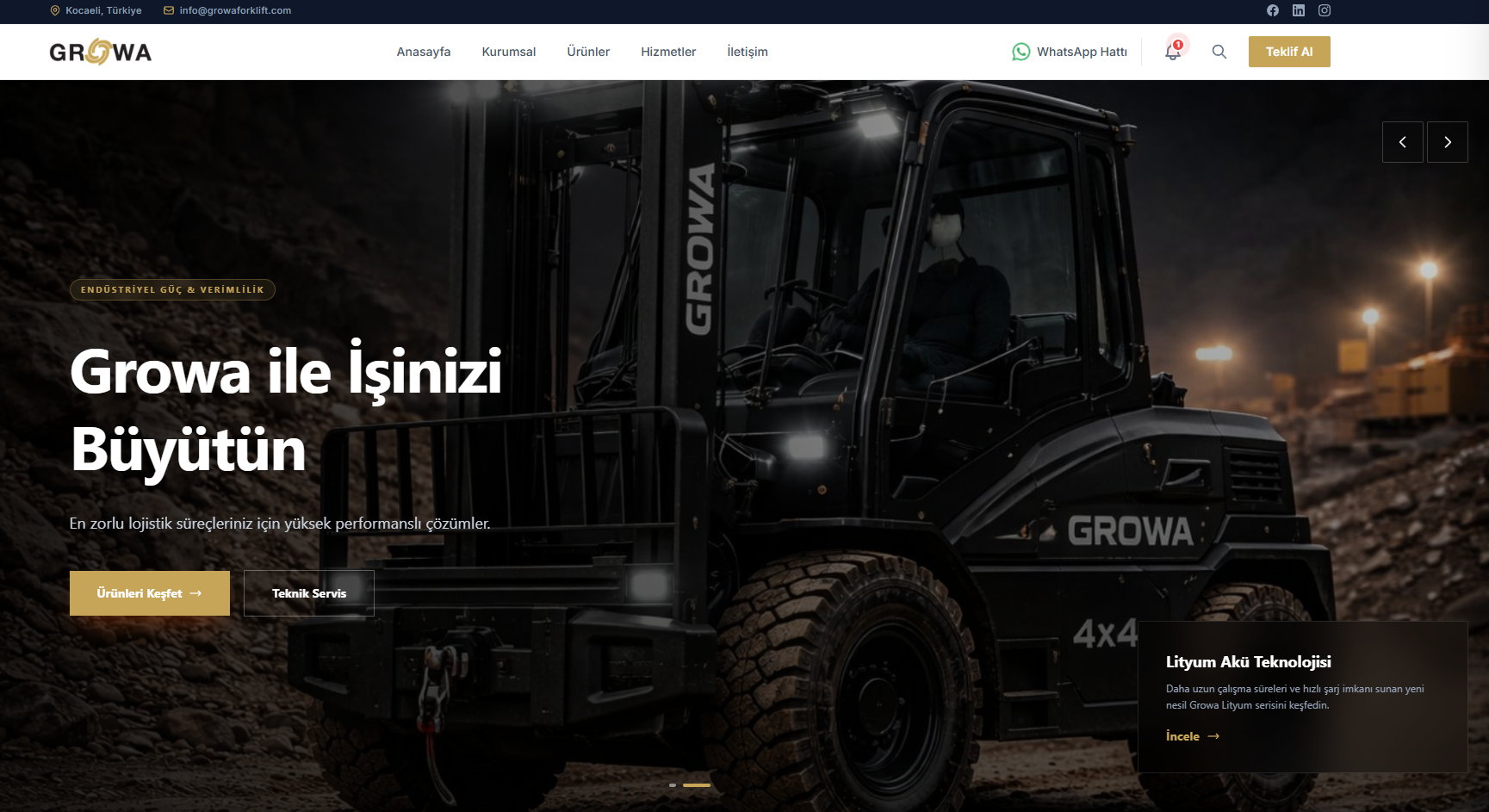 Growa Forklift Web Sitesi Geliştirme