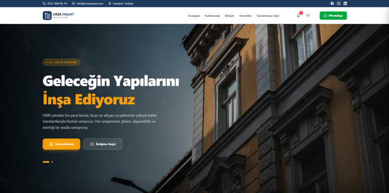 Urza İnşaat Web Sitesi Geliştirme